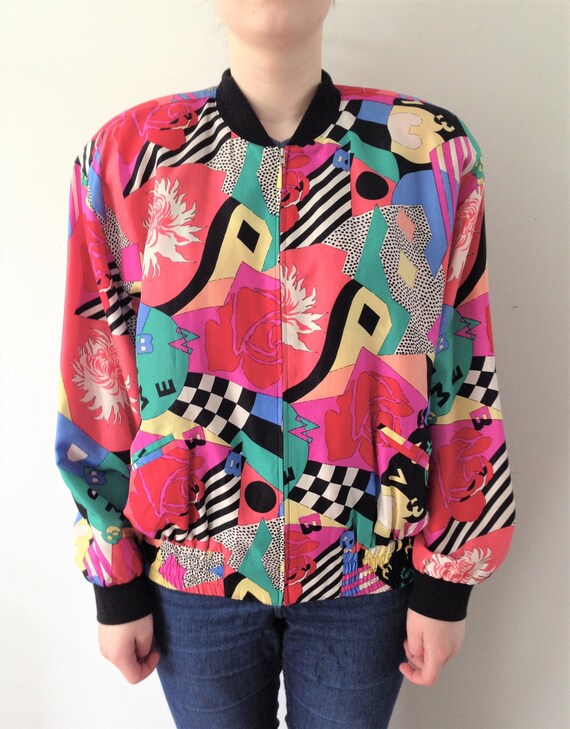 Vintage BETTY BARCLAY silk bomber jacket // 90s si