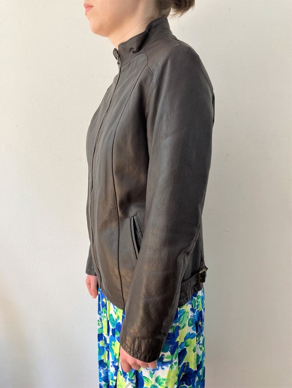 Vintage dark brown leather jacket // Vintage Vera… - image 3