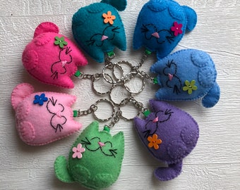 Cat key ring,felt cat,cat lover's gift,bag charm,bag fob,lanyard charm,lanyard fob,stocking filler,Birthday gift,Mother’s Day gift