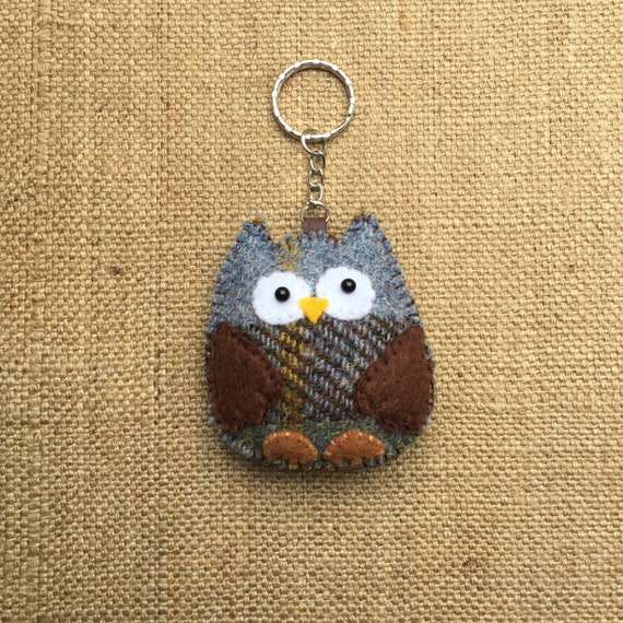 Owl key ring,Harris tweed owl,owl,bag charm,bag fob,Scottish gift,lanyard fob,stocking filler,graduation gift, Mothers Day gift