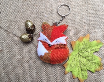 Harris tweed fox keychain,fox key ring,wild life keychain, Fox bag charm, fox lanyard,autumn accessory,Mother’s Day gift,foxy lady gift