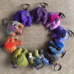 Harris tweed elephant keyring,elephant keyring,elephant lovers gift,bag charm,bag fob,lanyard charm,Birthday gift,Mother’s Day gift