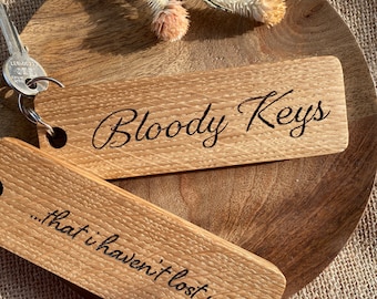 Wooden Engraved Gift Keyring Personalised Oak 5th Anniversary Wood Present