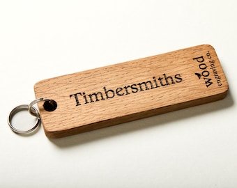 Personalised Oak Large Keyring Engraved Wooden Keychain Large Hotel Key Fob