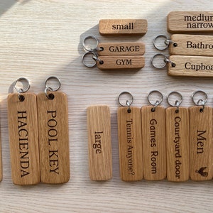 Small, Medium, Large and Extra Large Wooden Keyrings