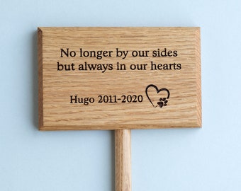 Pet Grave Marker Memorial Plaque - A Solid Oak Rainbow Bridge Sympathy Gift