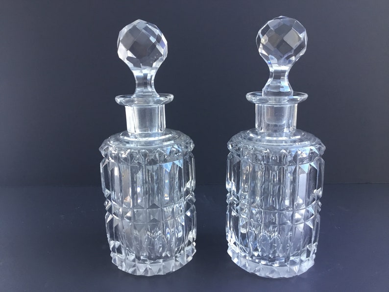 Vintage Crystal Cut Glass Perfume Bottles Etsy