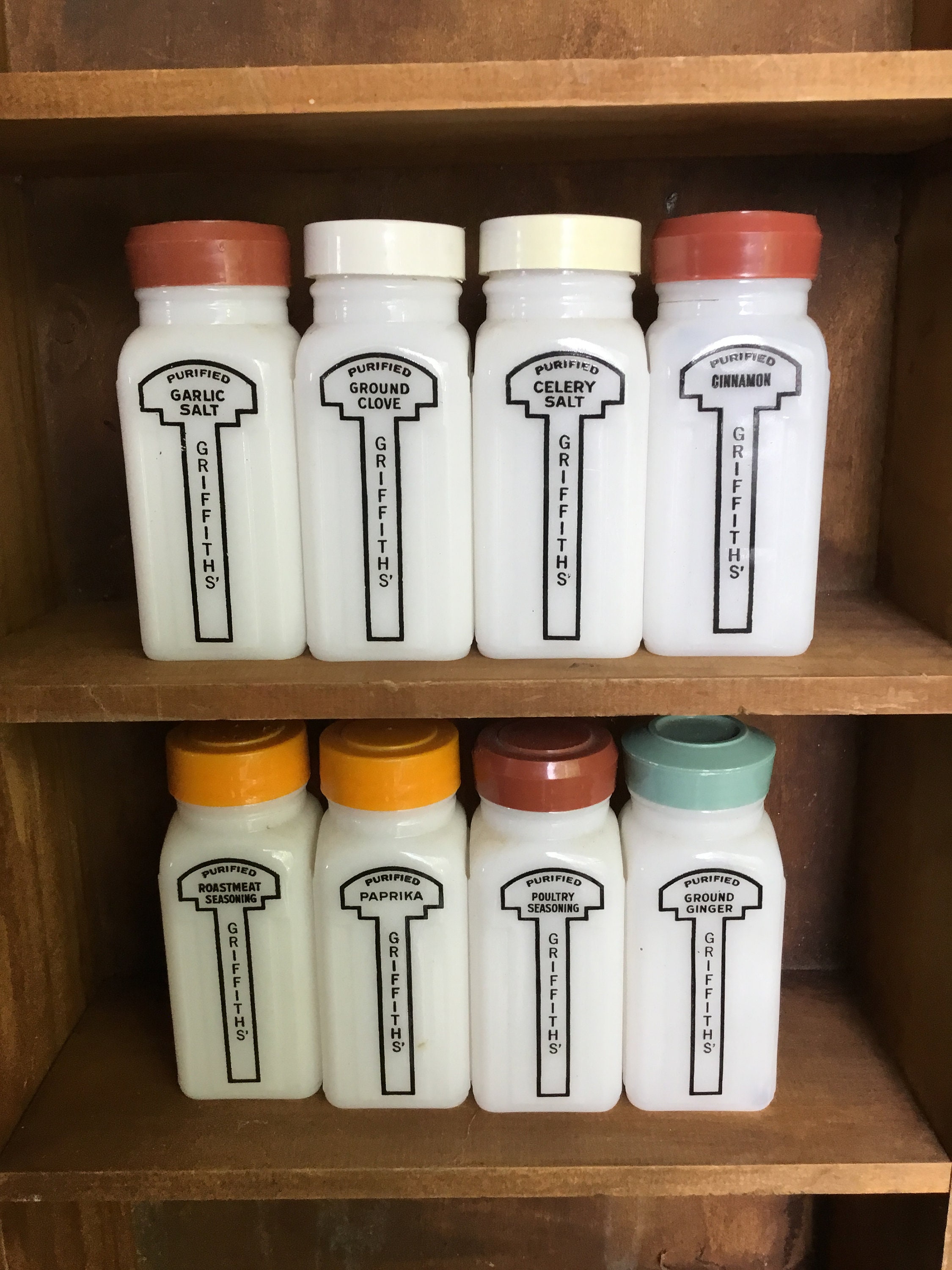 Vintage Spotlight: Griffith Milk Glass Spice Jars