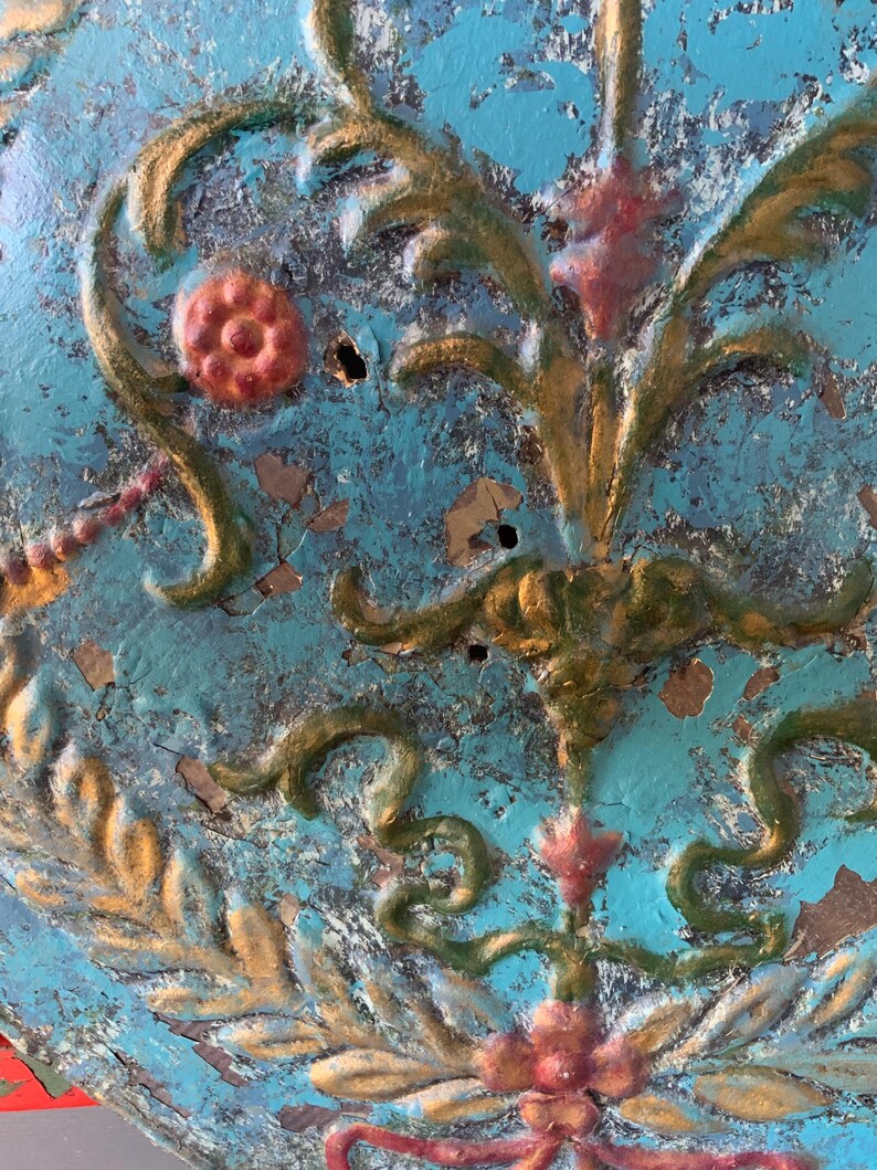 Antique Original Painted Tin Ceiling Tile Large Etsy Canada