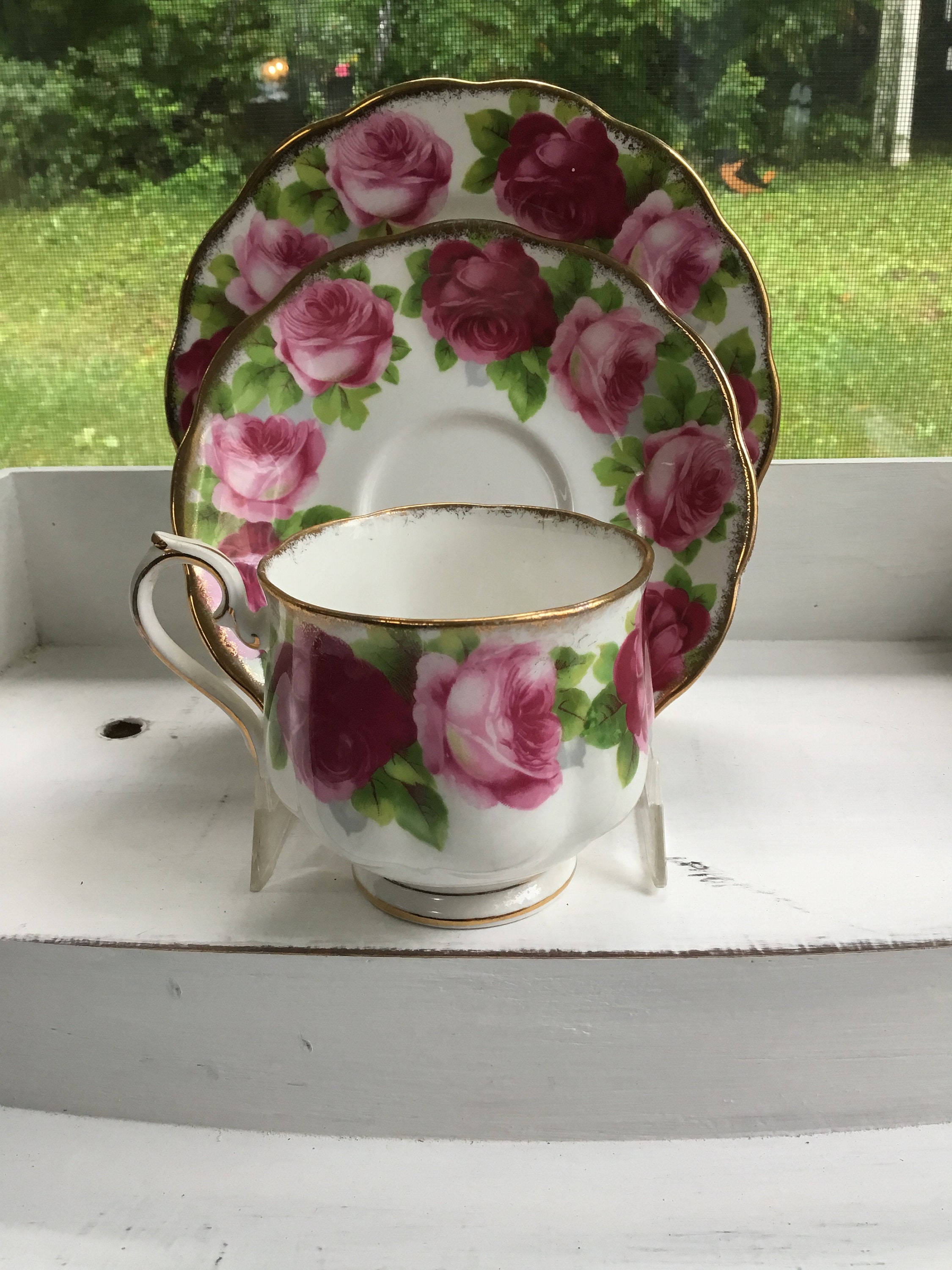 Royal Albert Old English Rose China Teacups Saucers and Plates Etsy