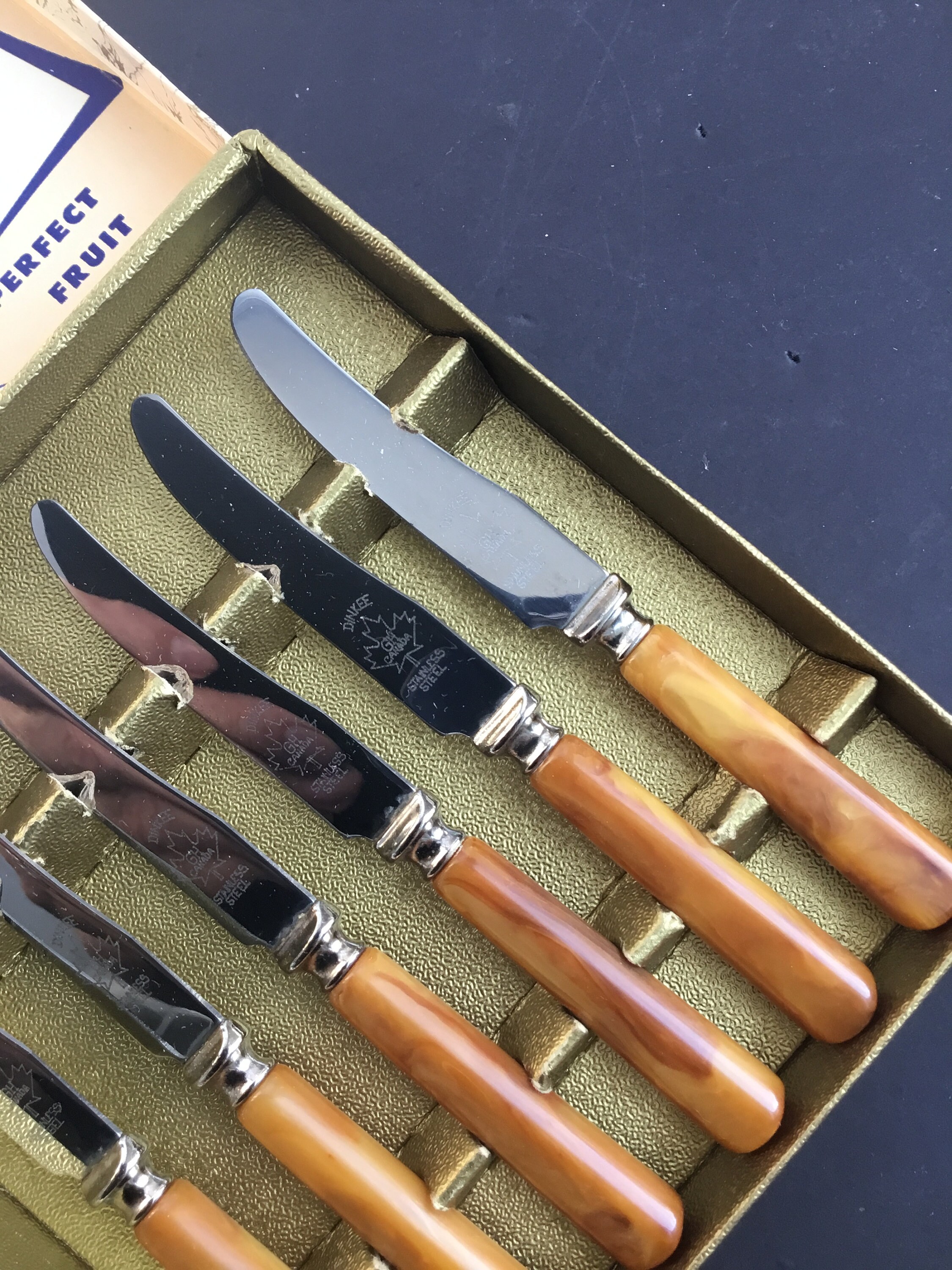 Vintage Dinkee Mini Knife Set, Bakelite Handles, Dinkee Mini Appetizer  Knives 