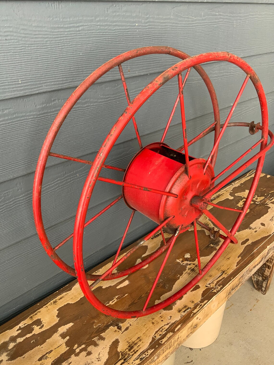 Large Antique Fire Hose Reel Etsy