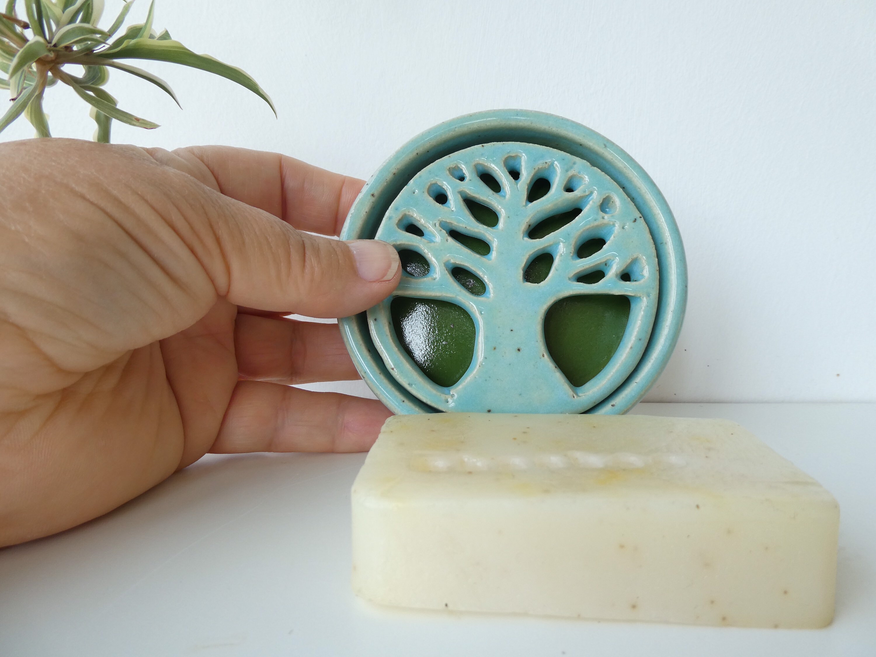 Unique Two Piece soap dish with a tree of life design in a Etsy