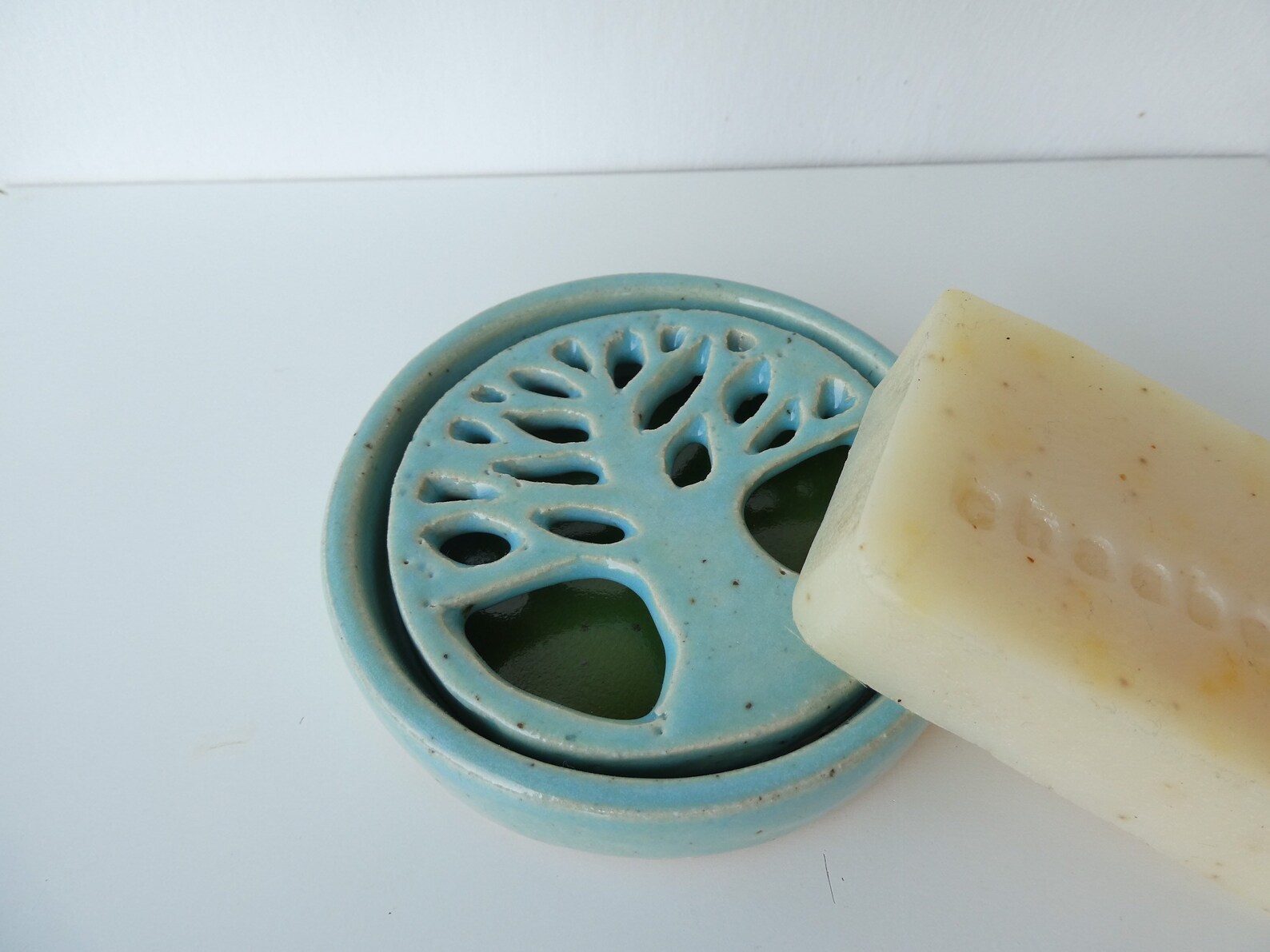Unique Two Piece soap dish with a tree of life design in a Etsy
