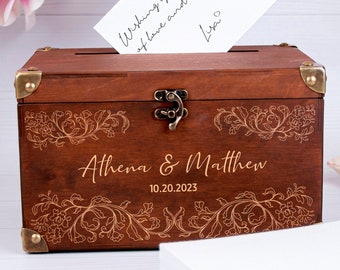 Black wedding card box - White wedding card box - Honeymoon fund box - Wedding card box with lock