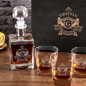 Personalisierte Vatertagsgeschenk Whisky-Karaffe und Whisky-Gläser Geschenk für Papa Ehemann Freund Jahrestag Geburtstagsgeschenk