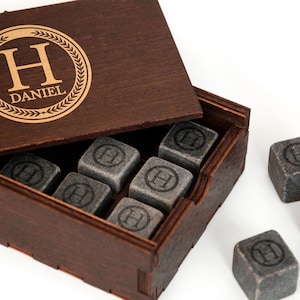 Fathers Day gifts - Whiskey stones - Father of the bride gift - Engraved stone set - Father in law gift