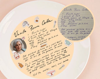 Piatto con ricette scritte a mano - Ricordo delle ricette - Regalo per la mamma - Regalo per la festa della mamma - Per la nipote