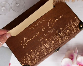 Honeymoon fund box - black wedding card box - wedding money box - adventure fund - white card box with lock - memory box