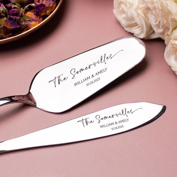 Hochzeitstorte Servier Set Benutzerdefinierte Kuchen Schneide Set Gravierte Kuchen Messer & Server Set Personalisierte Hochzeitstorte Messer Set Hochzeitsgeschenk