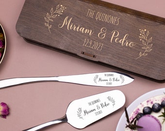 Personalized wedding cake cutting set - Wedding cake serving set - Wedding cake knife set