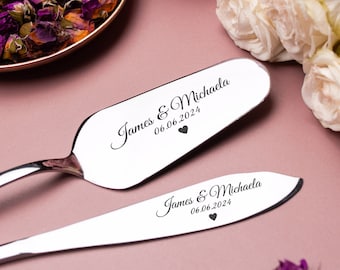 Personalized Cake Server Set and Wooden Gift Box Engraved Cake Knife & Server Wedding Cake Knife Set Cake Cutting Set Wedding Gift Couple