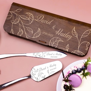 Personalized Wedding Cake Knife Set Wedding Gift Wedding Cake Serving Set Custom Cake Cutting Set Engraved Cake Knife & Server Set