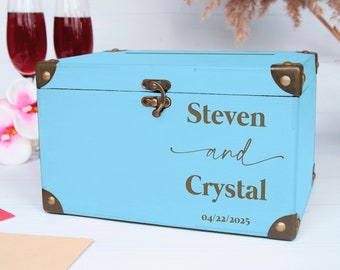 Wedding card box, Honeymoon fund, Wood card box, Savings box, Card box with lock