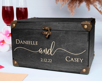 Card box for wedding - Honeymoon fund box - Wedding card box with slot - Wedding card box with lock