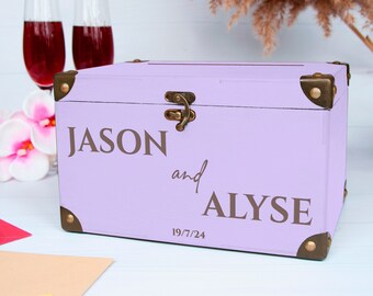 Wedding card box with lock - Purple wedding card box - White wedding card box - Honeymoon fund box