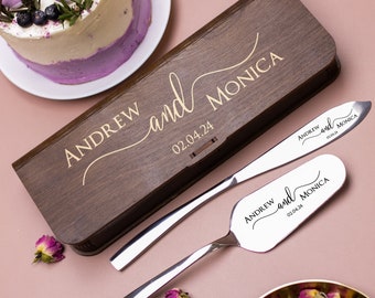 Custom cake cutter set for wedding, Wedding cake knife, Cake cutting set wedding