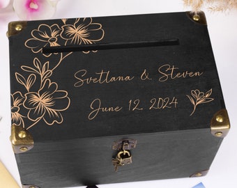 Card box for wedding - Honeymoon fund box - Wedding card box with slot - Wedding card box with lock