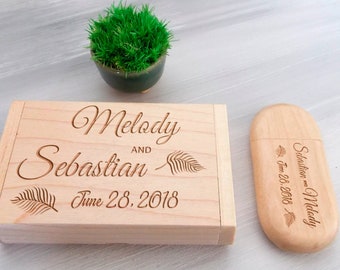 Personalized Wood USB 8-32 Gb Wedding Keepsake Bridesmaid Gift Custom Flash Drive Wedding Gift Engraved Memory Stick Wedding Photography USB