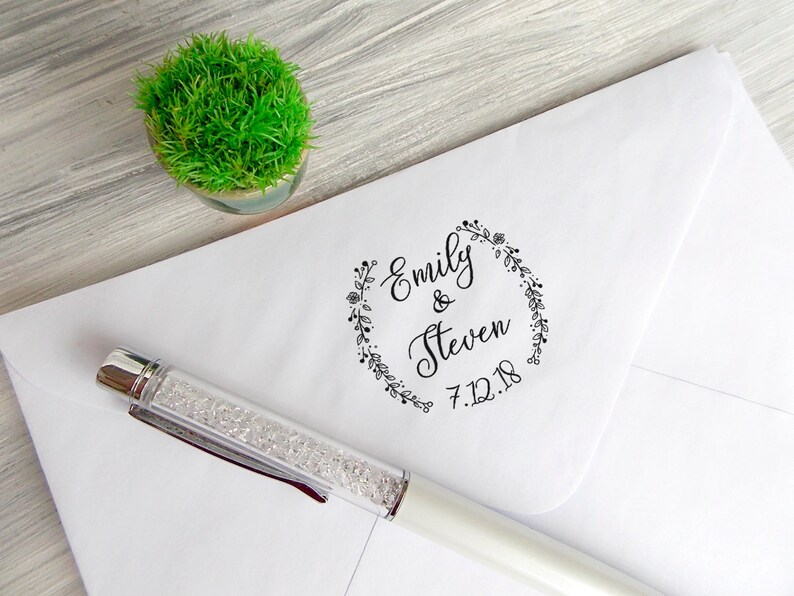 Calligraphy Stamp Rustic Stamp Wedding Favors Stamp Personalized Wedding Stamp Bridal Shower Gift Wedding Date Stamp Custom Stamp