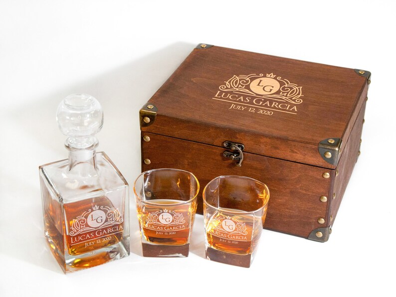 Whiskey Decanter Set Fathers Day Gift for Him Decanter Set