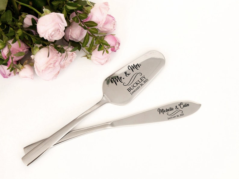 Personalized Wedding Cake Server Set Engraved Cake Knife & Etsy