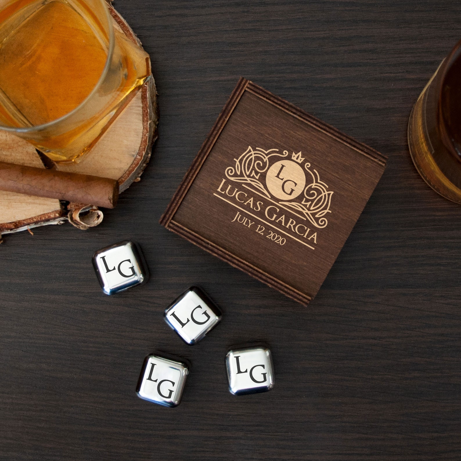 personalized whiskey rocks