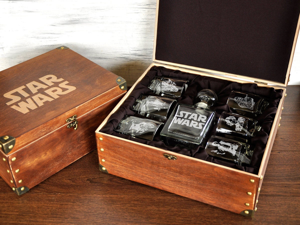 Star Wars Gift for Him Engraved Whiskey Decanter Set Star Wars Etsy