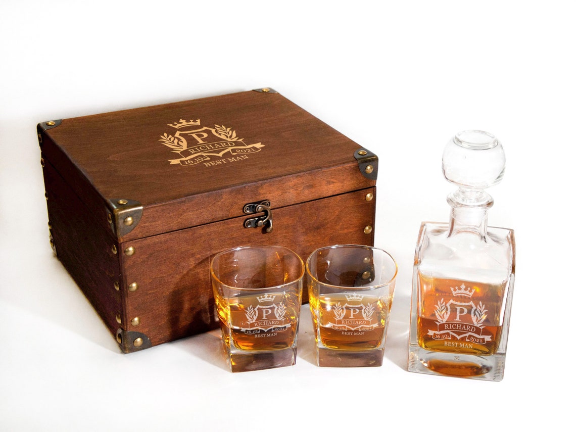Whiskey Decanter Set Fathers Day Gift for Him Decanter Set