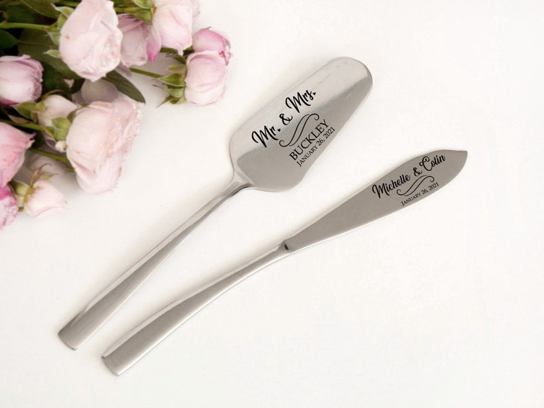 Personalized Wedding Cake Server Set Engraved Cake Knife & Etsy
