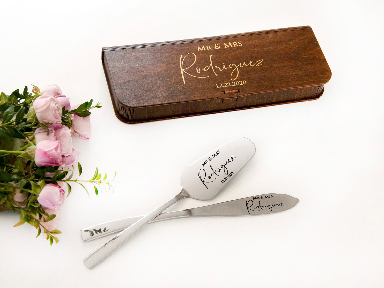 Personalized Wedding Cake Server Set Engraved Cake Knife Etsy
