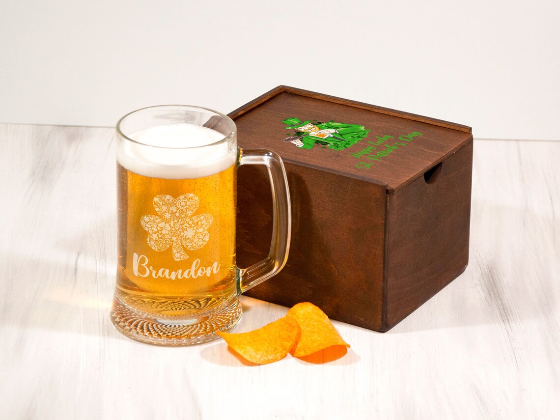 Gift for Him Engraved Beer Glass in Optional Wood Gift Box St Etsy