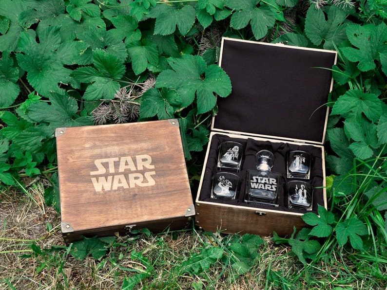 Star Wars Personalized Fathers Day Gift Whiskey Decanter Set Etsy