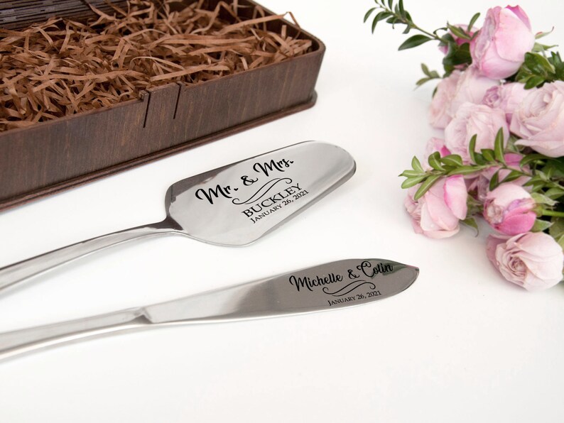 Personalized Wedding Cake Server Set Engraved Cake Knife & Etsy