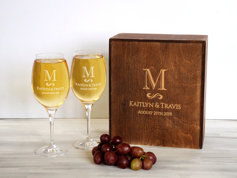 Wedding Wine Glasses Wedding Anniversary Gift for Couple Etsy