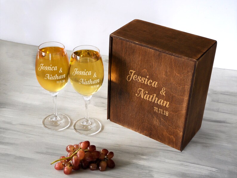 Wedding Wine Glasses Wedding Anniversary Gift for Couple Etsy