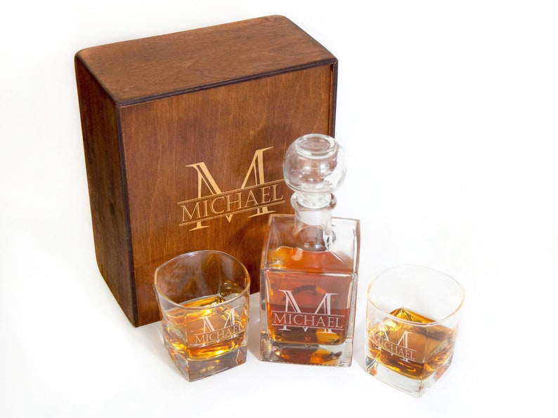 Personalized Whiskey Decanter Set Fathers Day Gift for Him