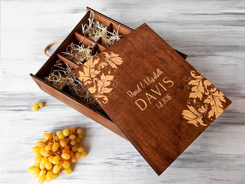 3 Bottle Wine Box Wedding Gift Personalized Wine Box Wedding Etsy