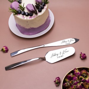 Wedding Cake Server Set Engraved Cake Knife & Server Set Personalized Wedding Cake Knife Set Wedding Cake Cutting Set Bridal Shower Gift image 6