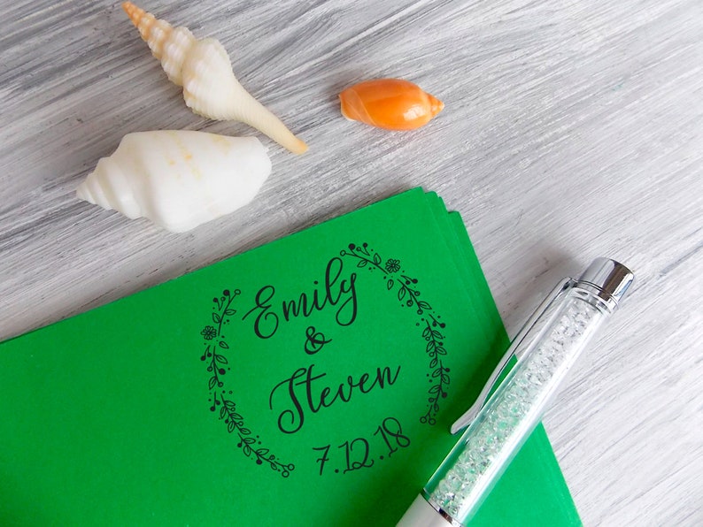 Calligraphy Stamp Rustic Stamp Wedding Favors Stamp Personalized Wedding Stamp Bridal Shower Gift Wedding Date Stamp Custom Stamp